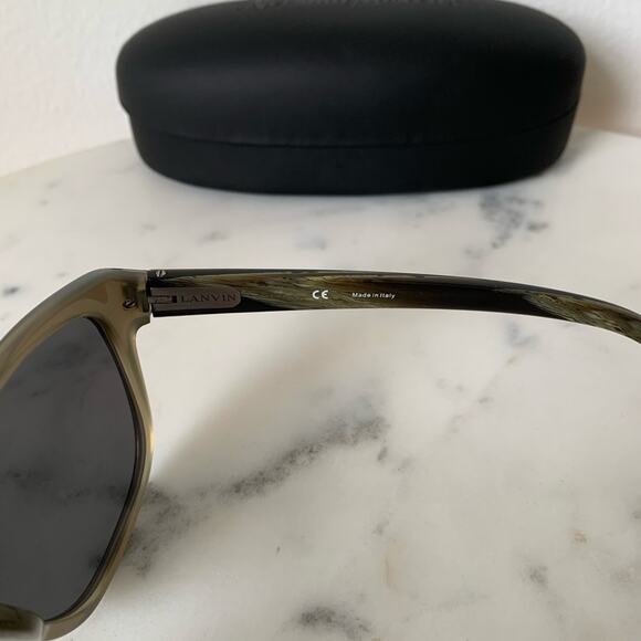 NWT Lanvin Brown Olive Sln 582 Wayfarer Sunglasses - Picture 12 of 13